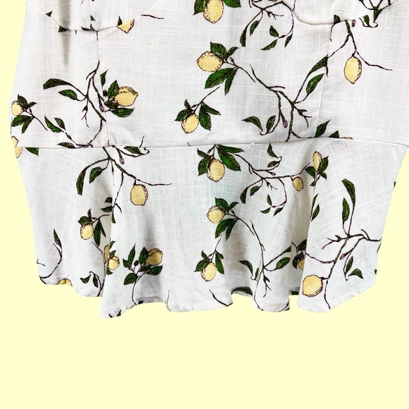 Daisy & Delilah NWT Amani Tie Strap Peplum Top Large Lemon Print Bustier Linen - Picture 7 of 16